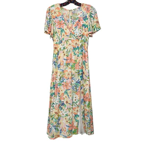 Billabong SZ M Jet Midi Dress Tropical Floral - Picture 2 of 8